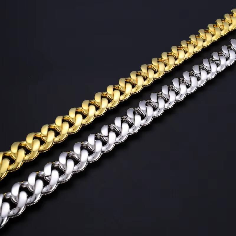 18MM VVS Moissanite Iced Out Diamond Gold Color Chain Necklace 925 Sterling Silver Men Necklace Hiphop Cuban Link Chain