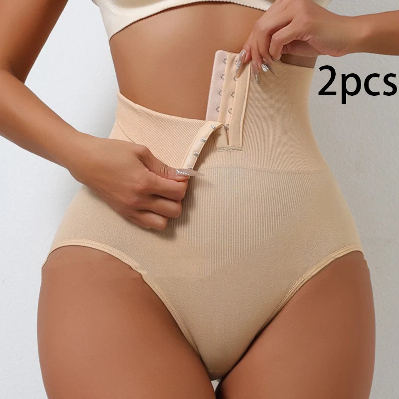 2pcs Women High Waist Shaping Briefs Buckle adjustment Body Shaper Slimming Underwear Butt Lifter Control Pantie Shapewear Pant 250712