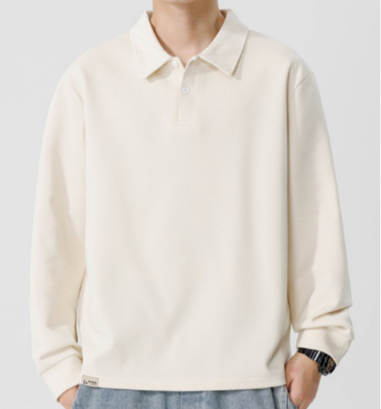 264 Men Long-sleeved Autumn and Winter Heavy Loose Solid Color Youth Casual