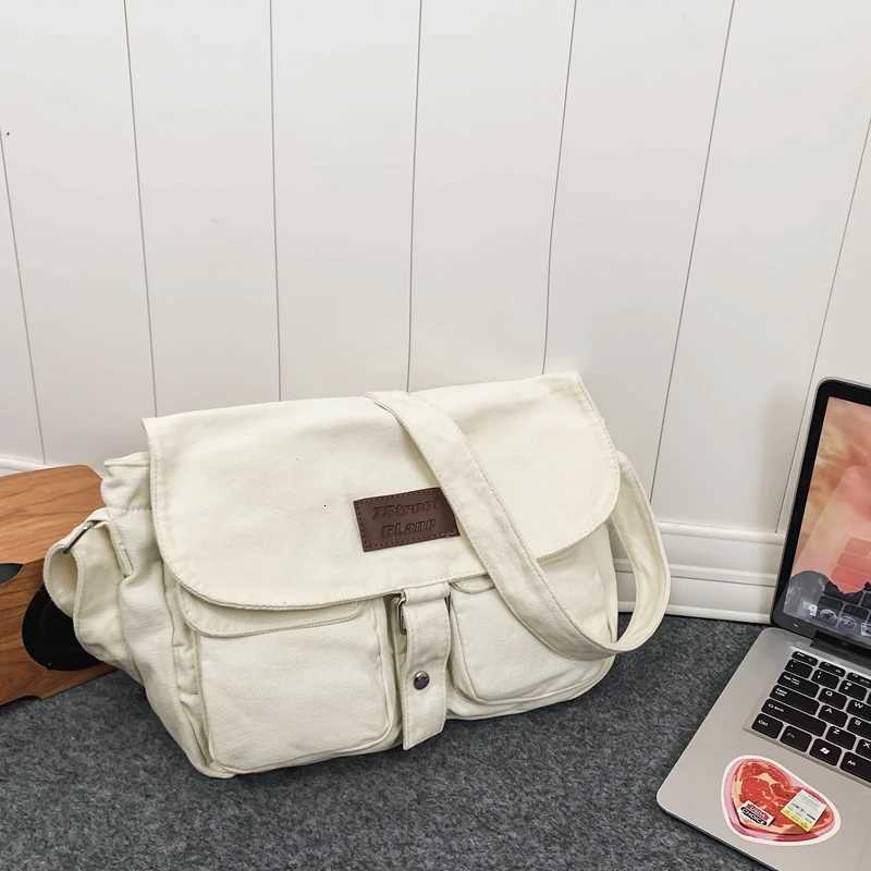 Womens School Messenger Bags For Women Shoulder Ladies Designer Handbag Solid Large Capacity Casual Canvas Shoulder Female Bags Y250719