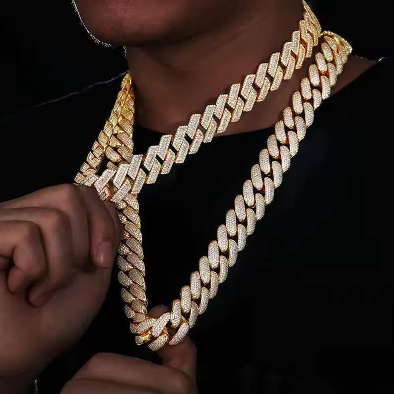 18mm Custom S925 Cuban Link Chain VVS Moissanite Pendant Necklace Rapper Style Moissanite Charm Pendant Cuban Chain Necklaces