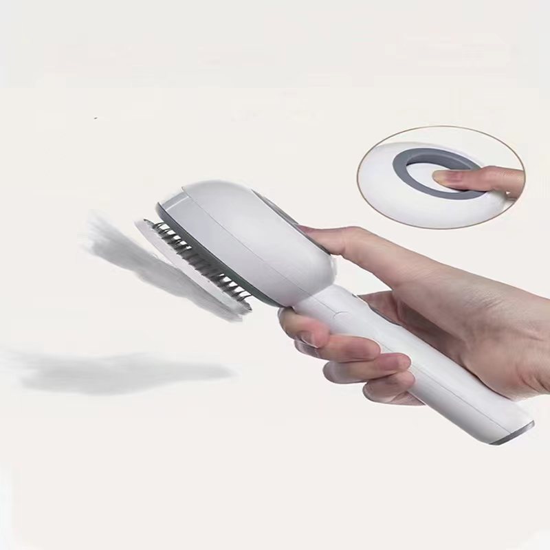 Rechargeable Pet Grooming Brush with Spray Function -Smart Deshedding Tool for Dogs and Cats, Stainless Steel, Electrostatic and Portable Hair Remover