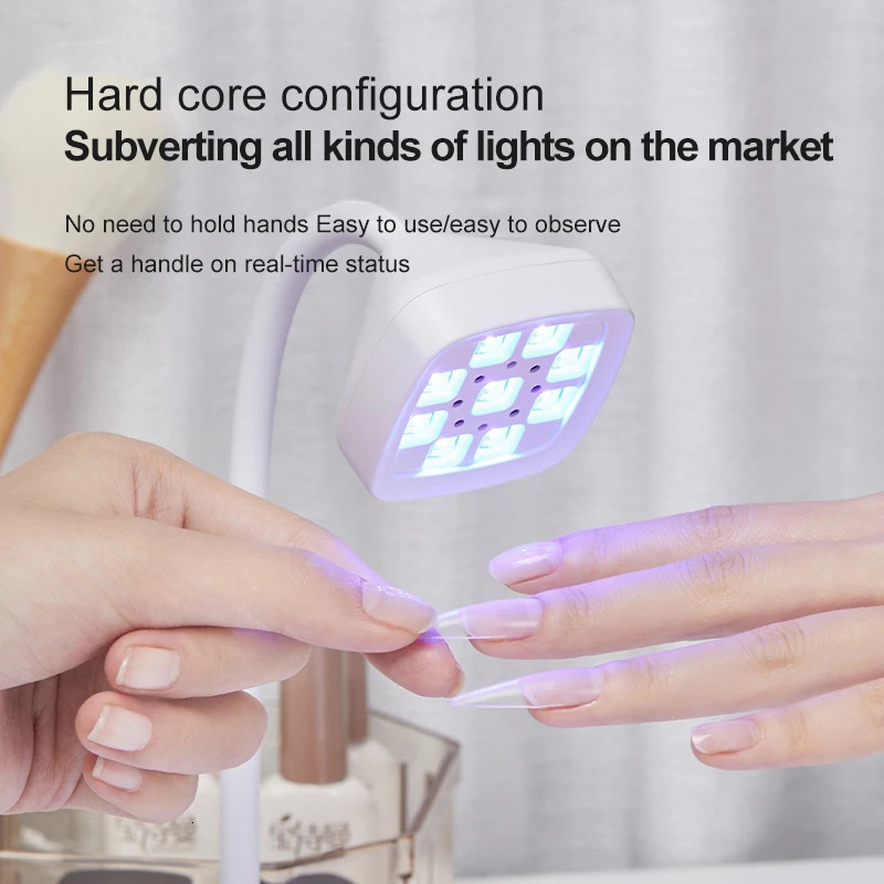 Rechargeable 9 LED UV Desk Lamp 360° Bendable for Nails Gel Polish Quick Dry Portable Manicure Salon Wireless Nail Dryer Tools 250716