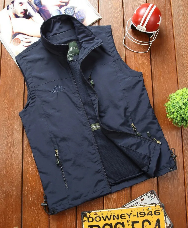 Mens MultiPocket Breathable Outdoor Sports Coat Tactical Mountaineering Vest Gym Jogging Running Sport 250707