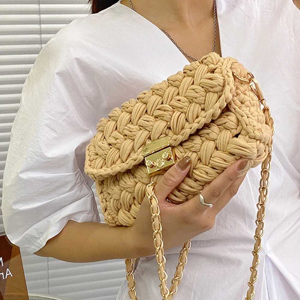 Fashion Rope Woven Women Shoulder Bag Designer Chains Crossbody Bags for Women 2021 Small Braided Square Flap Phone Purse Lady Y250719