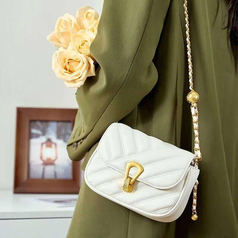 Luxury designer new women's leather chain bright cowhide underarm shoulder mini messenger bag