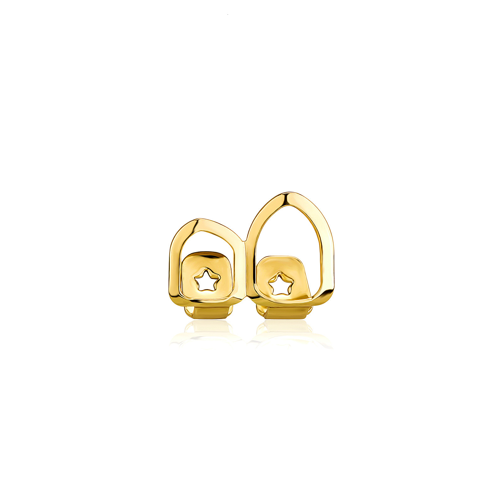 New Hip Hop Grillz Gold Plated Two Hollow Vampire Fangs Grillz Gold Grillz Single Tooth Prop Bling Bling
