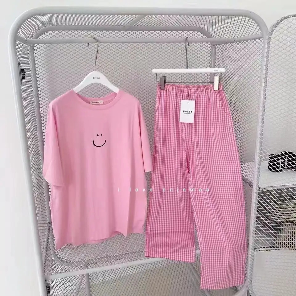 Summer Ladies Pajamas Loungewear Sets Spring and Autumn Short Sleeve Female Student Sleepwear 250717