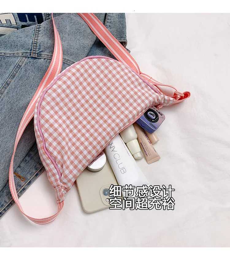 Simple Design Womens Plaid Hobos Shoulder Bag Versatile Female Nylon Crossbody Bags Travel Underarm Bag Handbags Purse Y250719