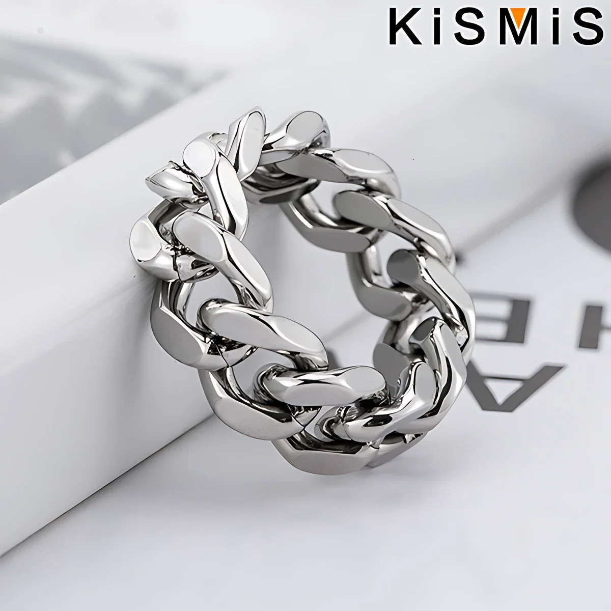 Stainless Steel Rings for Men Cuban Link Chain Male Boy Finger Ring Fashion Jewelry Accessories Wedding Band Gift for Him 250717