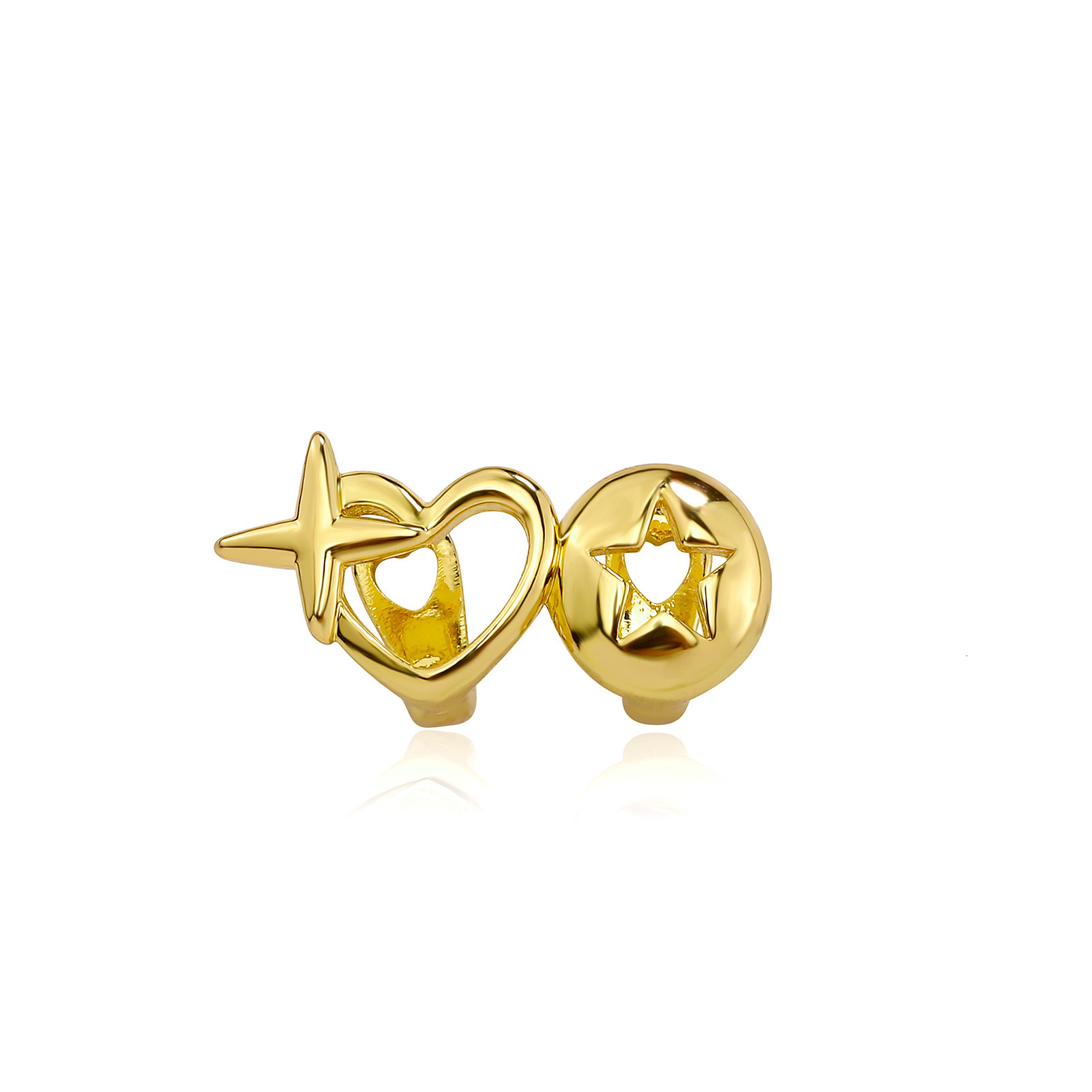 Hip Hop Star Grillz Hollow Polished Electroplated Gold Teeth Christmas Unique Tooth Jewelry High Quality