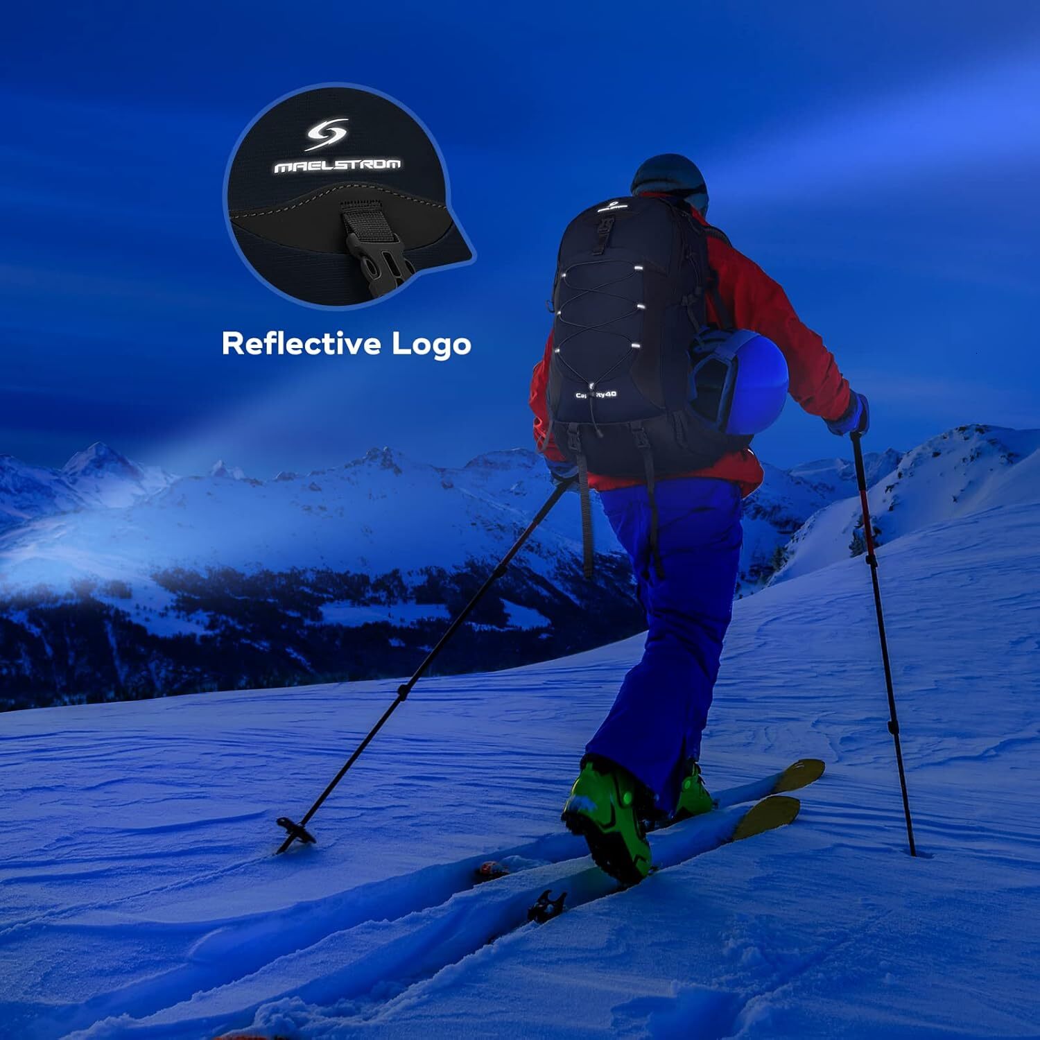 YMX 824 997 Maelstrom Backpack,Camping Backpack,40L Waterproof Hiking Daypack with Rain Cover,Lightweight Travel Backpack,Blue