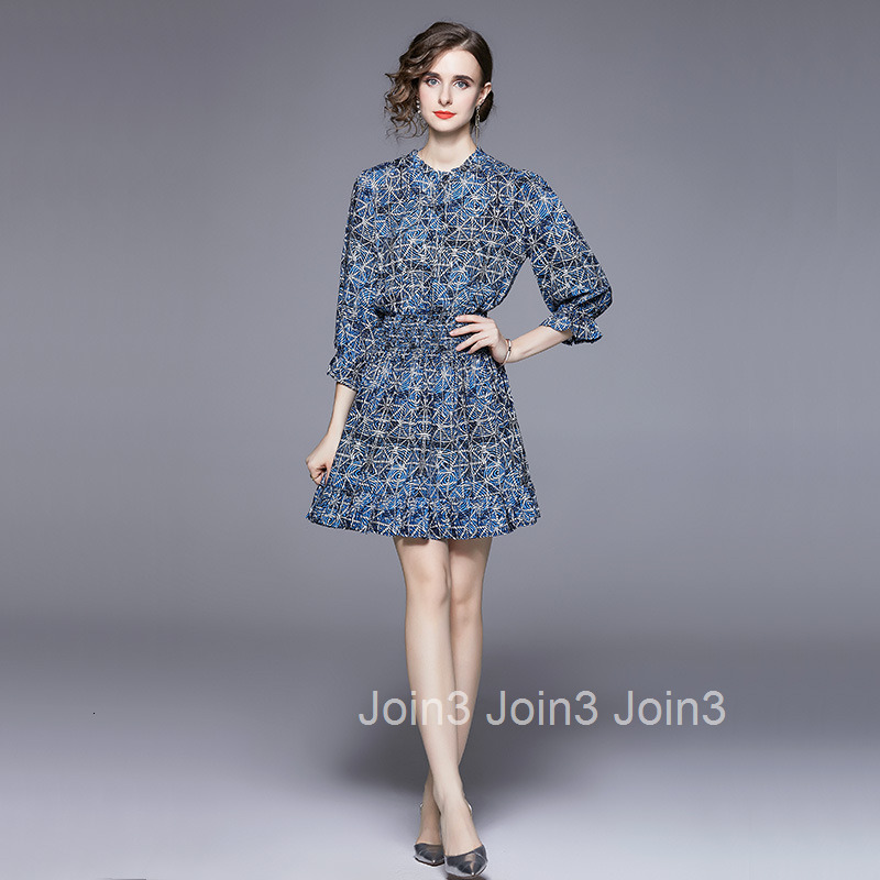 5531 French Style Blue Starry Sky Waist-Slimming Dress for Women