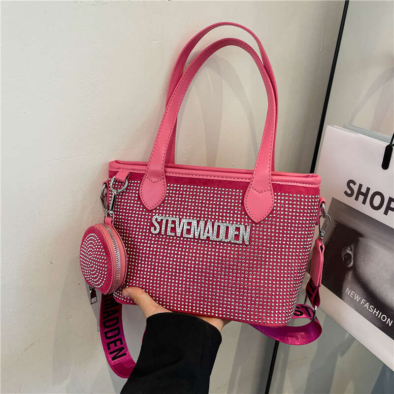 Niche Bags Fashion Simple Trendy Rhinestone Letter Handbag 2024 New Style Textured Crossbody Bag