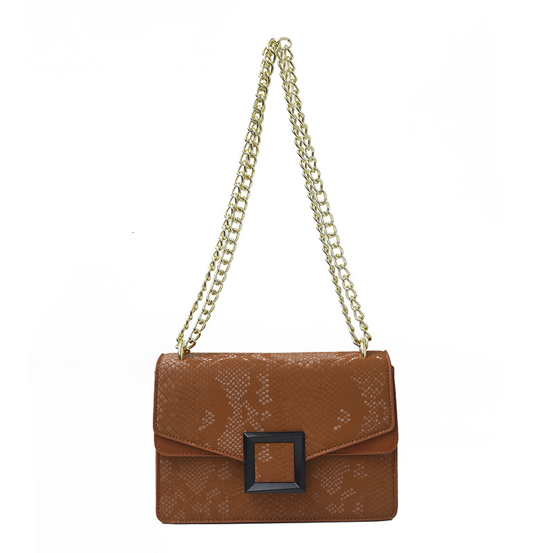 Luxury Brand Designer Bag 2025 New Fashion Textured Chain Shoulder Crossbody Bag Retro Snake Pattern Causal Bag