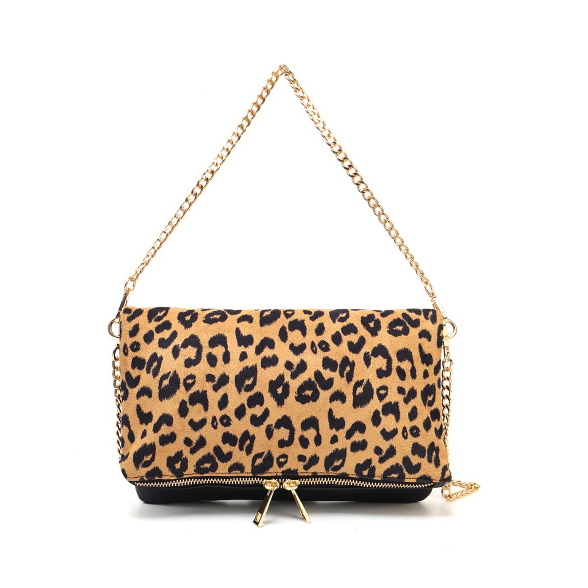 Summer new women's shoulder women's crossbody bag leopard print crossbody bag retro light luxury style armpit bag layered zipper bag new des