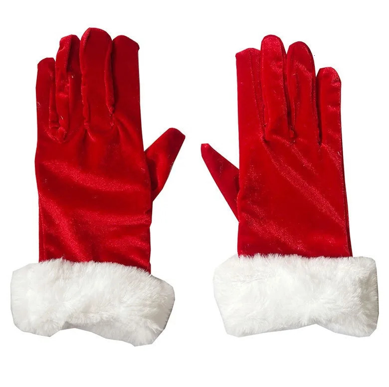 Christmas Gloves Short Gold Velvet Hairy Mouth Red Christmas Gloves Velvet Gloves 250717