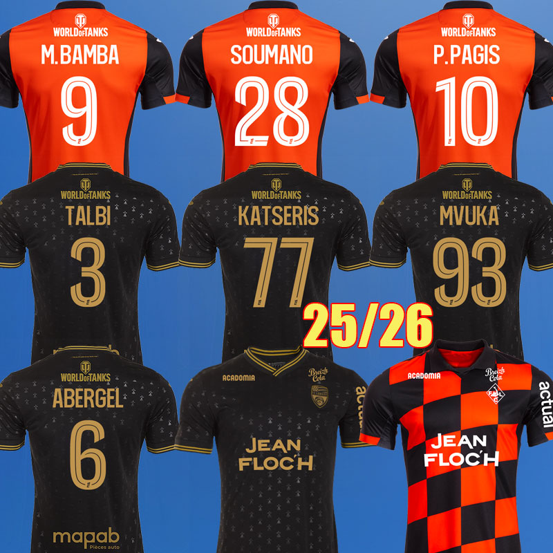 25 26 MAILLOT FC Lorient soccer jerseys TALBI ABERGEL M.BAMBA Five Sails maillot de foot 2025 2026 SOUMANO KATSERIS Men kits A.AVOM football shirt men kids kit sets