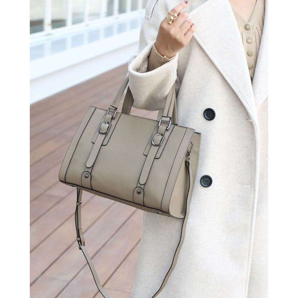 Fashion Solid Color Handbag For Women, Genuine Leather Tote Bag, Elegant Crossbody Square Purse