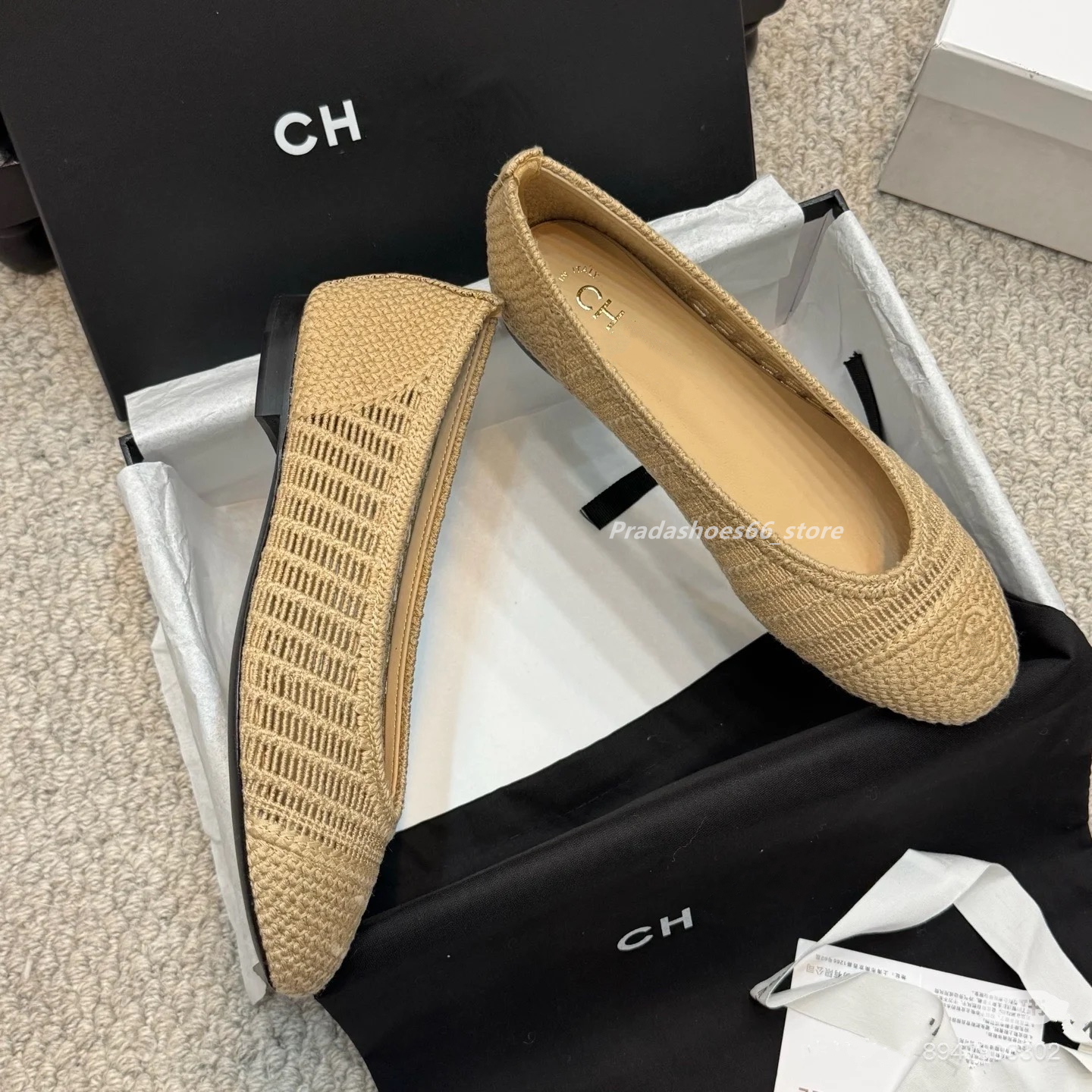 Paris 2025 Women's Woven Shoes Luxury Designer Brand Shoe Traffic Trend Ballet Ladies Elegant Loafers Sandals Comfortable Low Heel Flats Ballet chan