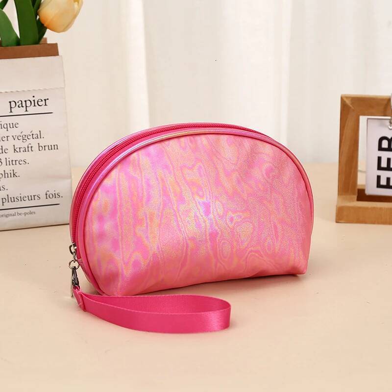 5pcs Cosmetic Bags Women PU Colorful Half Moon Shaped Large Capacity Protable Wash Bag