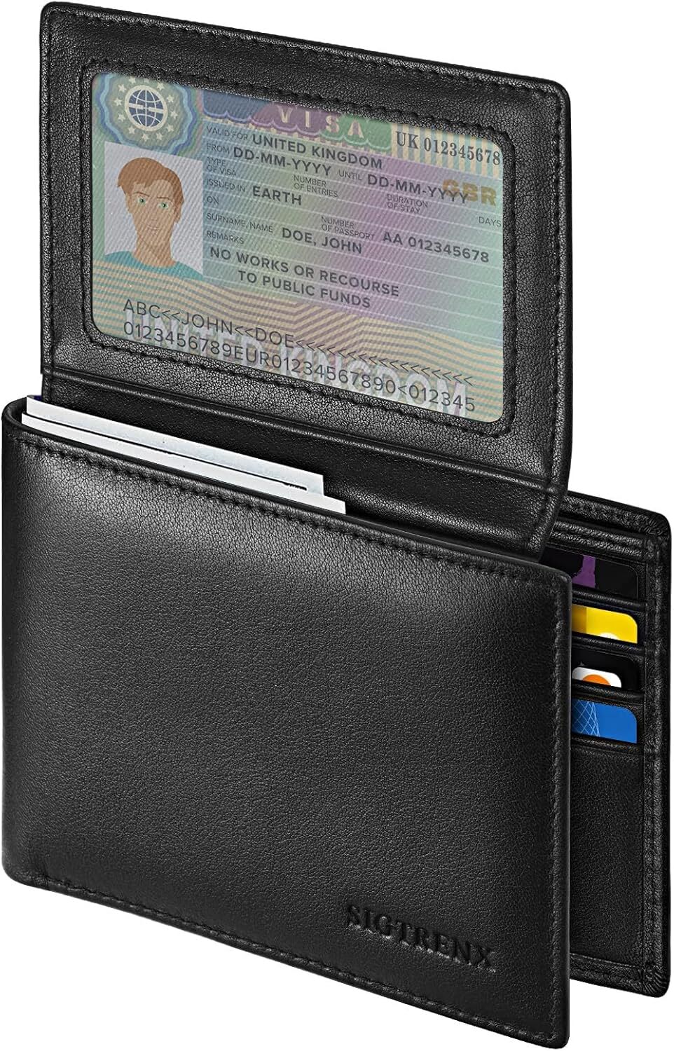 YMX 281 417 for Men, Genuine Leather Mens Wallets Bifold Rfid Blocking with 2 ID Windows