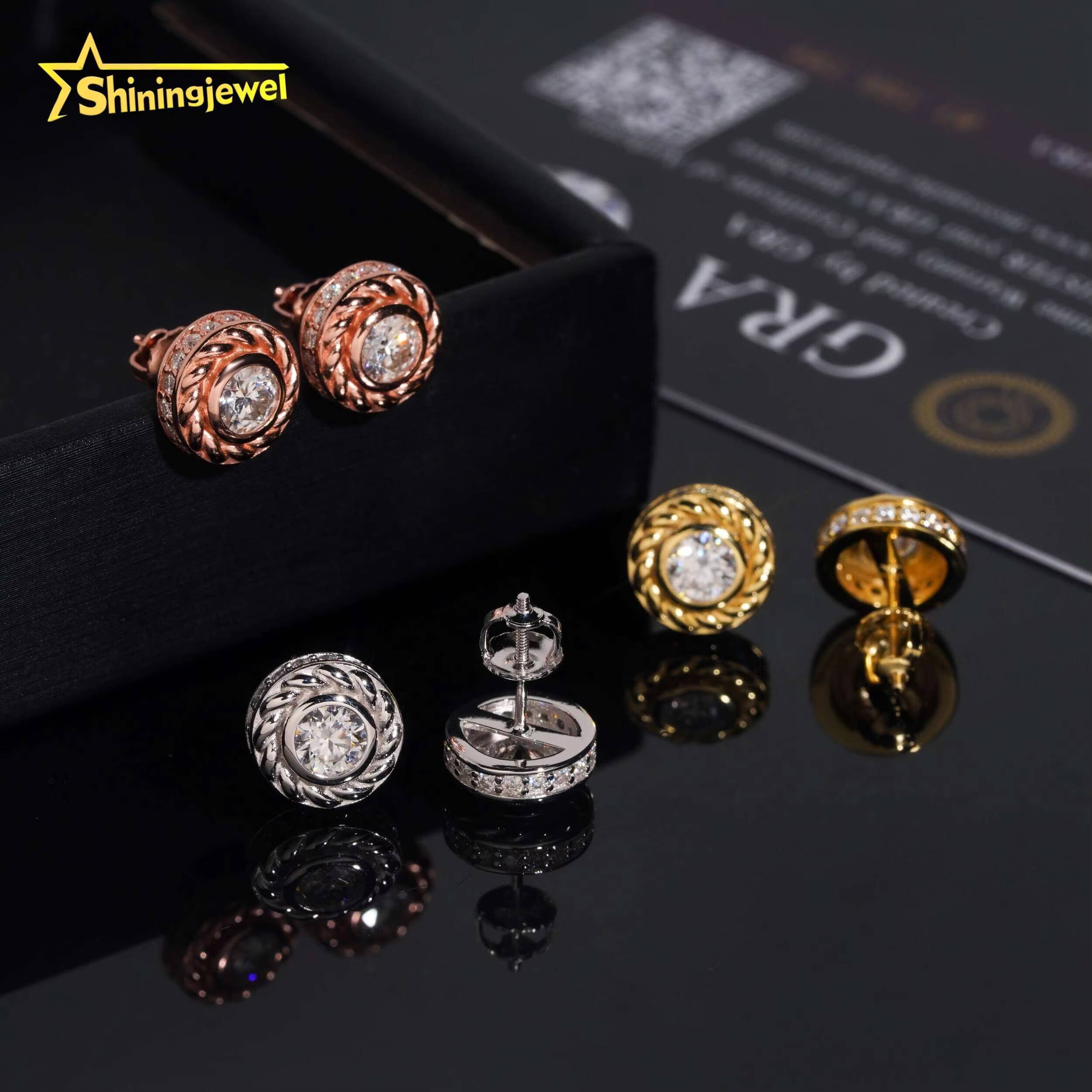 Hot Sale Classic 925 Sterling Silver Moissanite Ear Stud Hip Hop Jewelry Iced Out Women Moissanite Earrings GRA Certificated