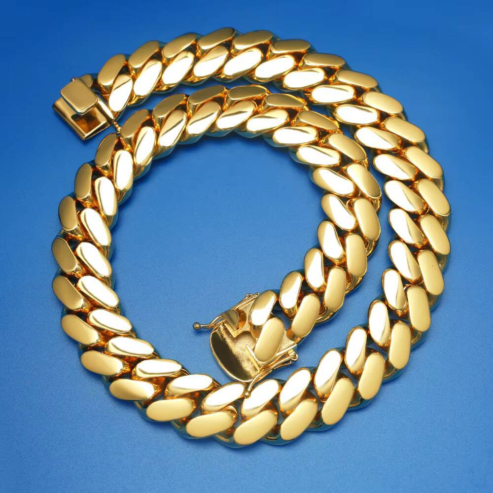 Wholesale Choker 18k Gold Custom Gold Cuban Link Chain 24k Gold Cuban Miami Chain 20mm Miami Cuban Chain Necklace