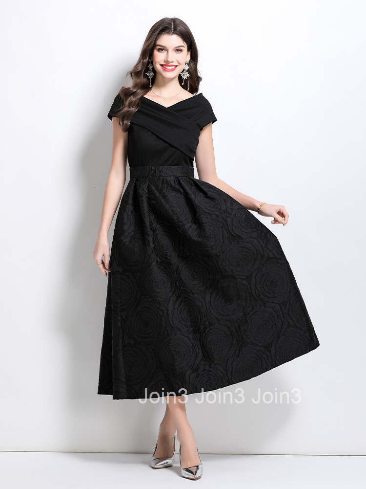 2652 Spring New Heavy Jacquard Off-Shoulder Dress
