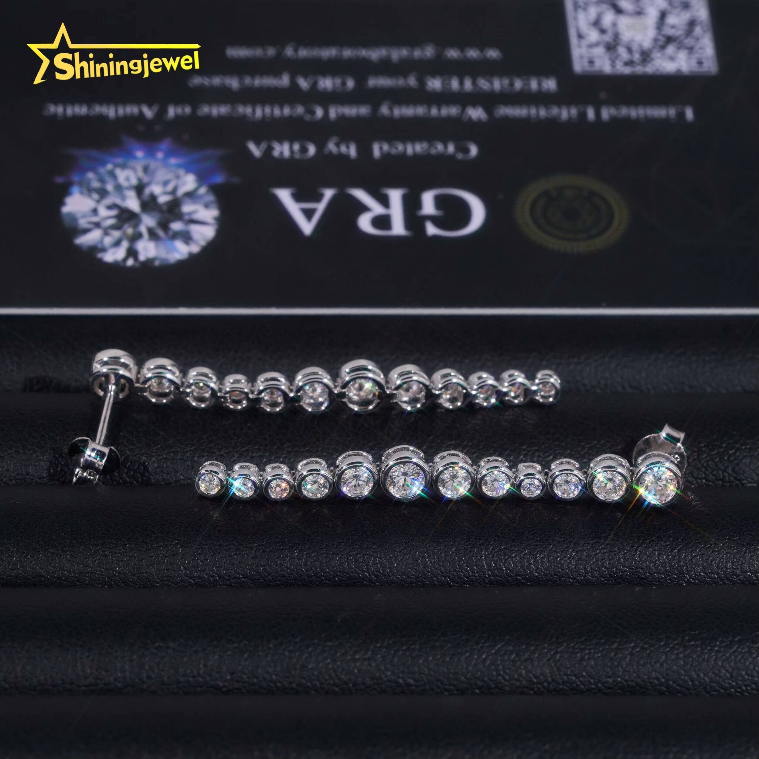 GRA Certificate Elegant Luxury 925 Silver Bezel Setting Women VVS Moissanite Drop Earrings
