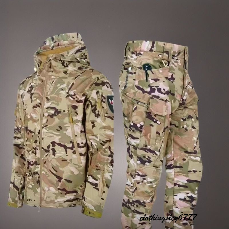 Pdd//camouflage suit new waterproof training tactical soft shell fish skin military fan outdoor installation windproof clothing - Res250228