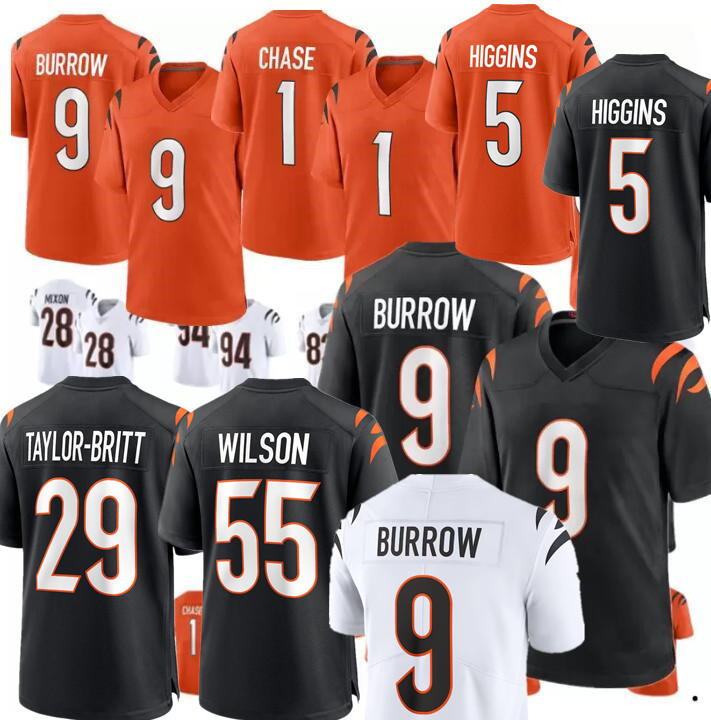 Joe Burrow Ja'Marr Chase Tee Higgins Evan McPherson Chase Brown Demetrius Knight Jr. Ted Karras Orlando Brown Jr. Shemar Stewart Josh Newton custom Football Jersey