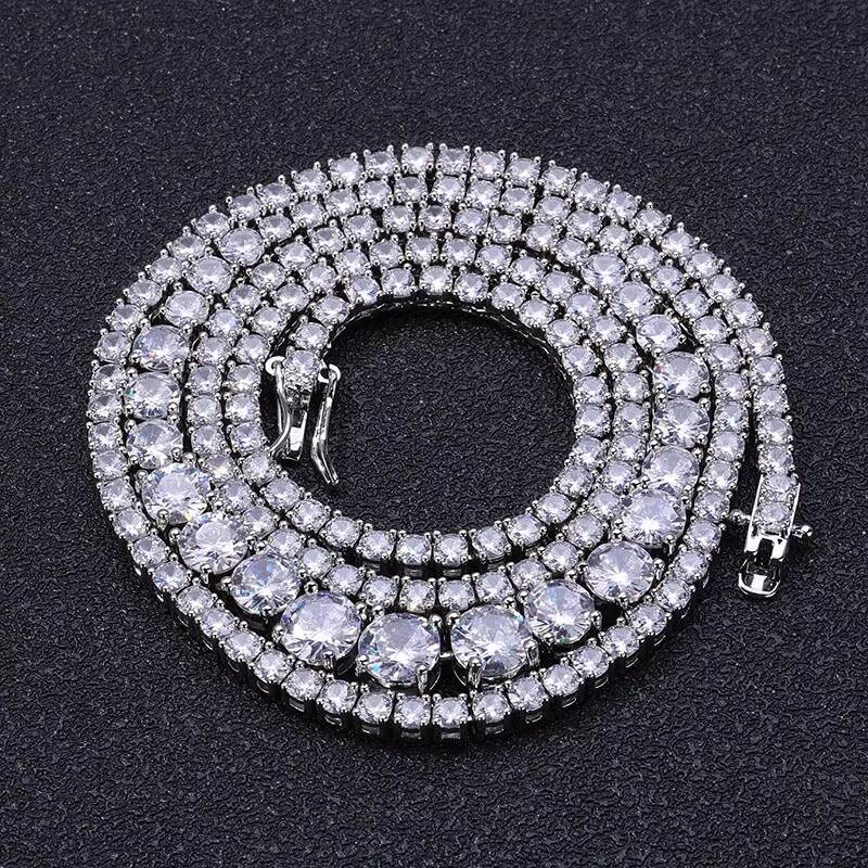 VEROMCA Wholesale High-End Luxury Tennis Chain Necklace Gradient Size Zircon for Men and Women Fashion Chains Necklaces
