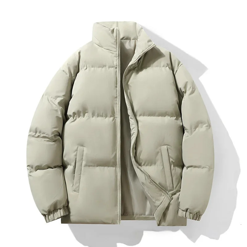 Thickened WinterCotton Coat Mens Padded Jacket Couple Trendy Stand Collar Puffer Jacket Solid Color Loose Fit Plus Size C 250716