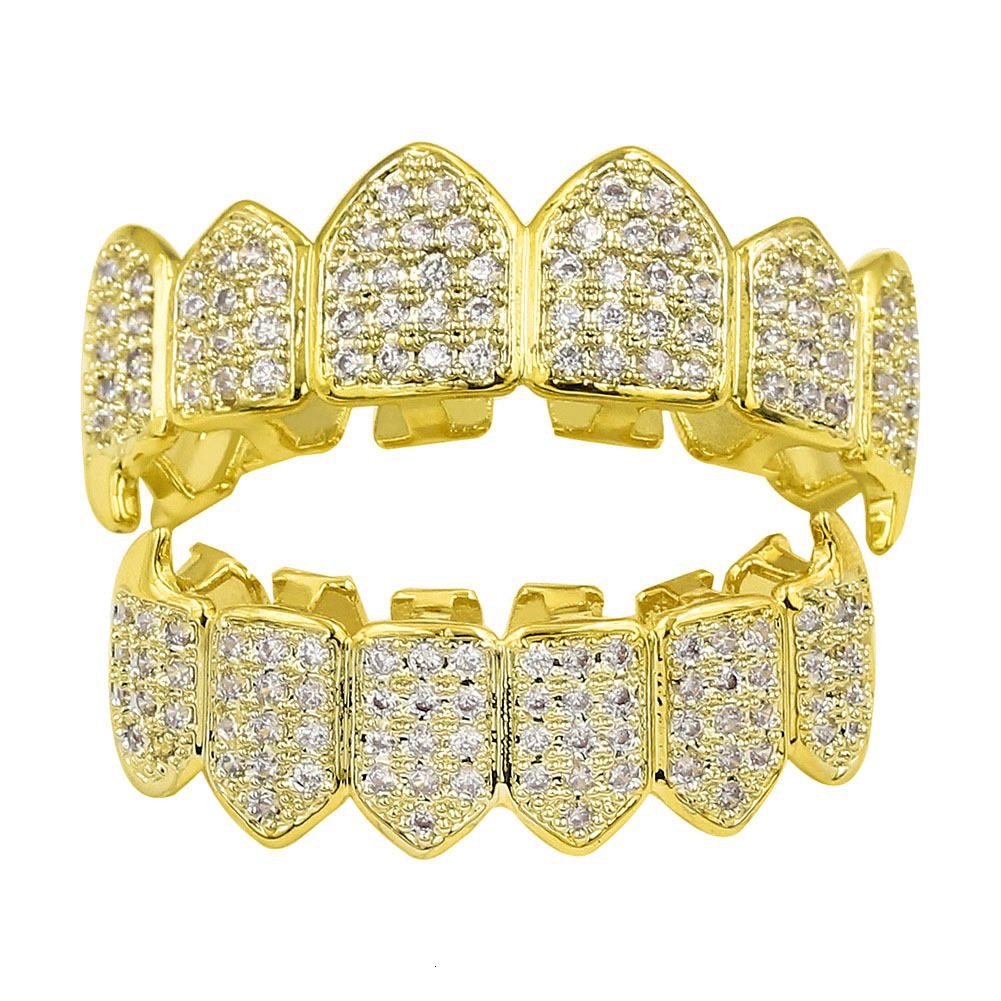 Luxury Hip Hop Gold Grillz Vampire Fangs Iced Out VVS Moissanite Teeth Decoration Bling Bling