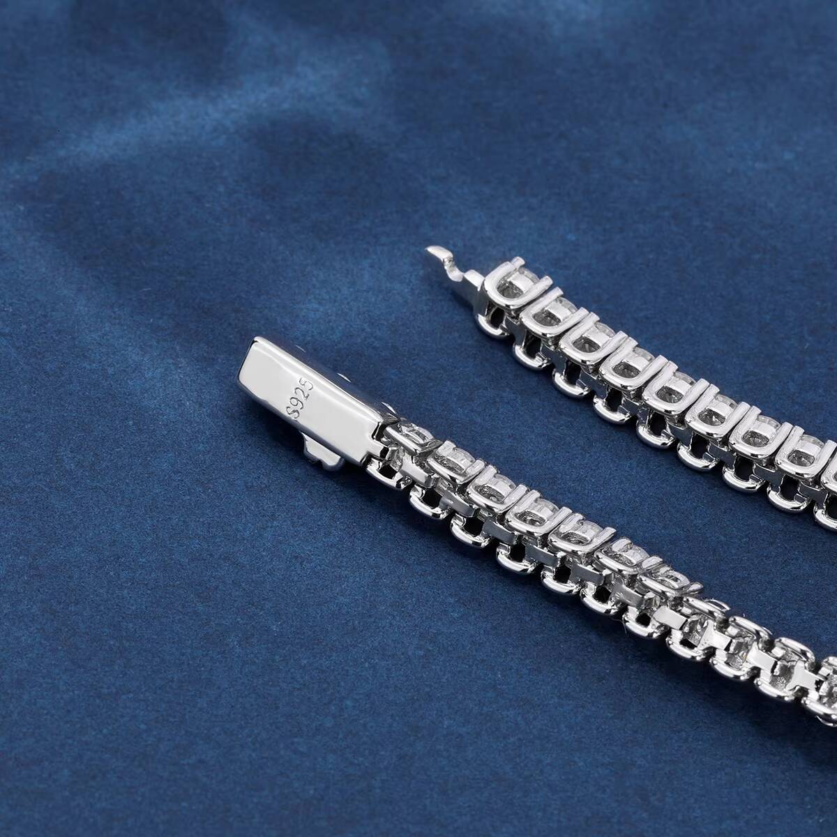 Hip Hop Mens Bracelet 3mm4mm Moissanite Tennis Chain 925 Silver Fashion Moissanite Unisex Bracelet with GRA Certificate