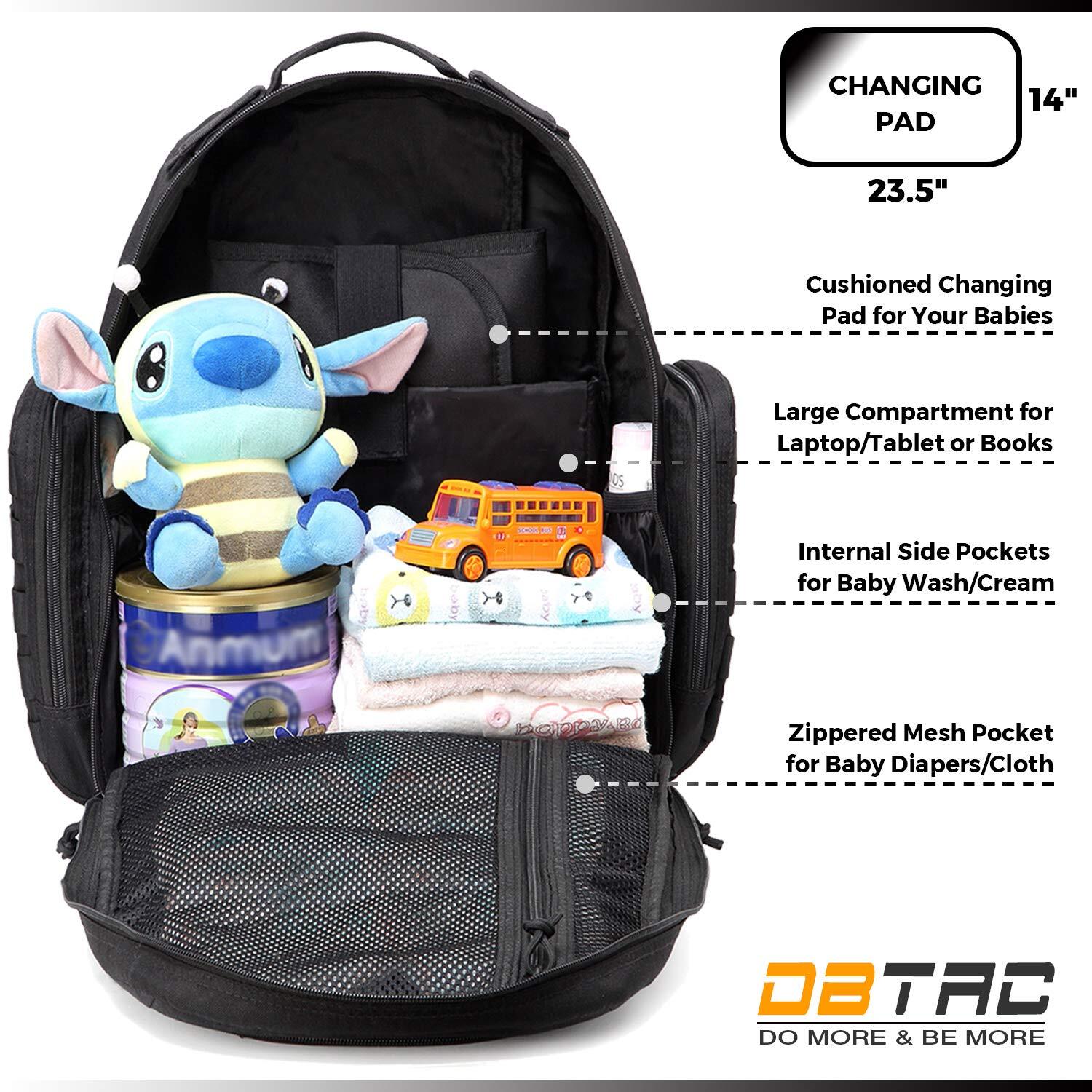 DHYMX Diaper Backpack Dad, Large Baby Nappy Bag for Men w/Changing designer bag Mat, Insulated+Wipe Pockets, Stroller Straps, Black
