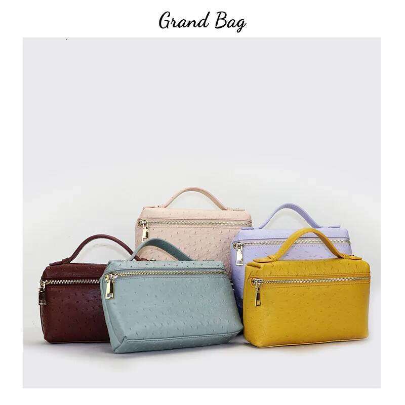 New Fashion Designer Handbag Soft Ostrich Leather Mini Shoulder Bag for Women Portable Small Clutch Lady Hand Bag Purse