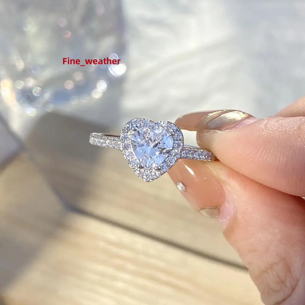 Speedin New Arrival Customize Real 925 Sterling Silver Ring 5A Zircon Big Gemstone Diamond Heart Shape Wedding Ring