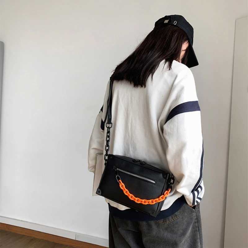 Crossbody Bag Unisex Fashion Small Square Shoulder Bag Handbag PU Leather Messenger Handbags with Adjustable Strap bolsa box sac Y250719