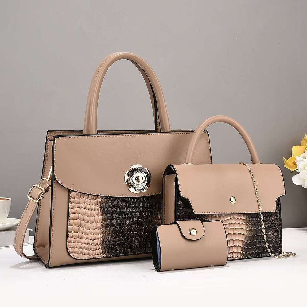 High-end Crocodile Pattern Mother-Daughter Bag New Large Capacity Fashion PU Leather Women's Shoulder Crossbody Handbag