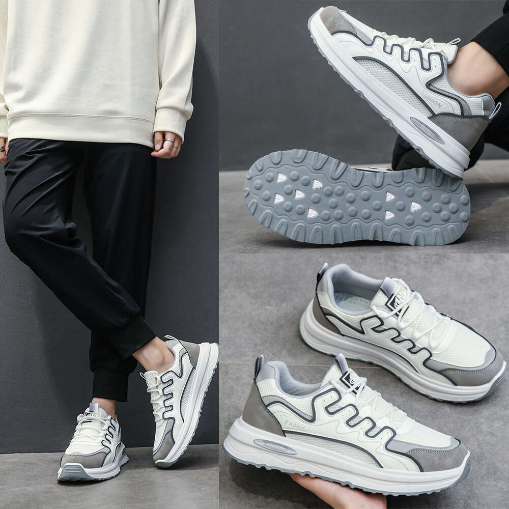 Summer Sports Mesh Agan New Breathable White Student Korean Style Trendy Running Men's Shoes