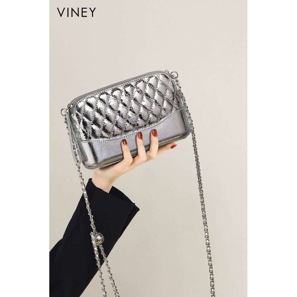 Ladies New Hobo Genuine Leather Women's Crossbody Golden Ball Chain Small Square Bag