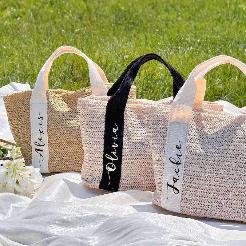 Women's Designer Beach Bag Personalized, Burlap Tote Custom Straw Bags, Bridal Shower Bag, Wedding Gifts, Bridesmaid Proposal Hen Party Bags