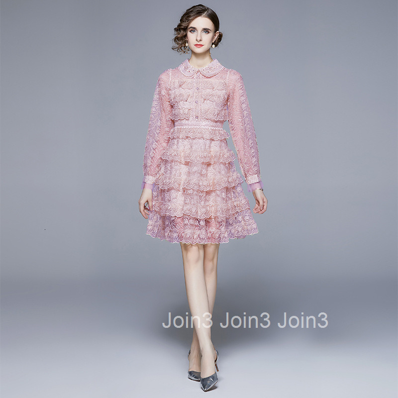 6954 Autumn New Womens Fashion Elegant Temperament Doll Collar Long Sleeve Cake Dress Slim Fit Dress