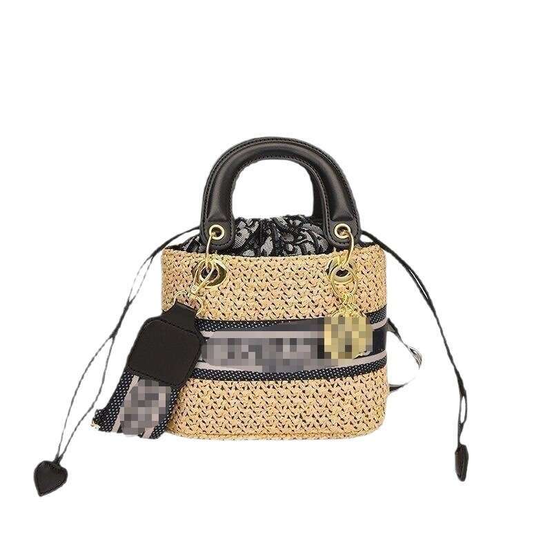 2025 Straw Handbag Travel New Wide Strap Woven Basket Large Capacity Single Shoulder Women's Crossbody Bag
