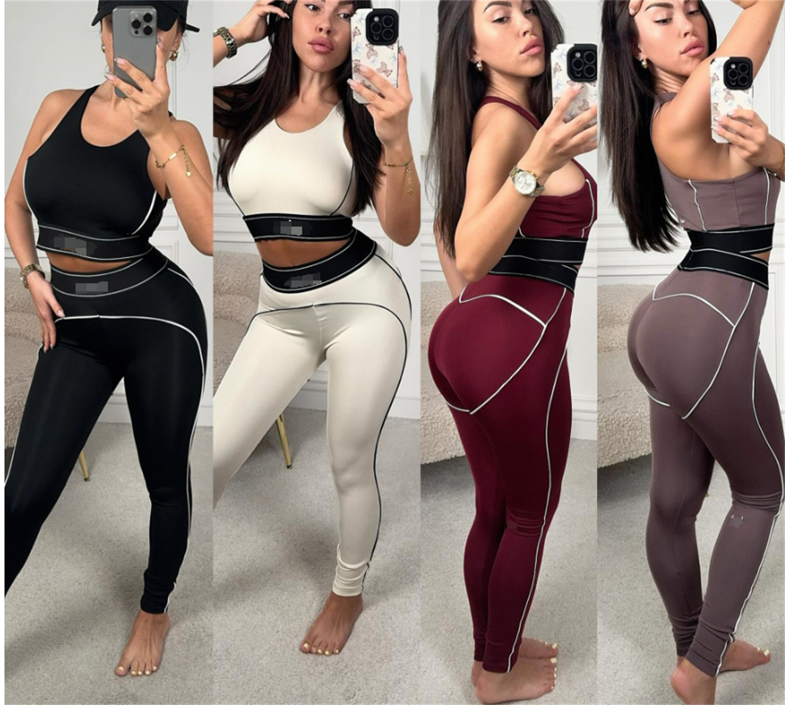 Women Yoga Sets lingerie Push Up Fiess Leggings Sports Bra Soft High Waist Elastic Sportswear Outfits Pants Gym Suits Running Workout Tracksuits Jogger Suit