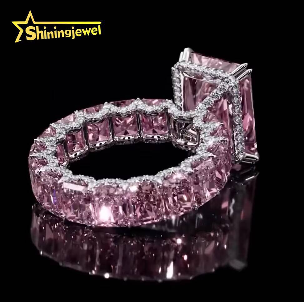 Customized Unique Wedding Bridal Jewelry 10K 14K Solid Gold IGI Certificates White Radiant Lab Diamond Eternity Band Ring