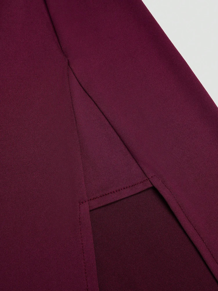 Plus Size Ms Burgundy Sexy Romantic Urban Woman Sleeveless Neck Swing Top Split Half Skirt Long Two Piece Set 250717