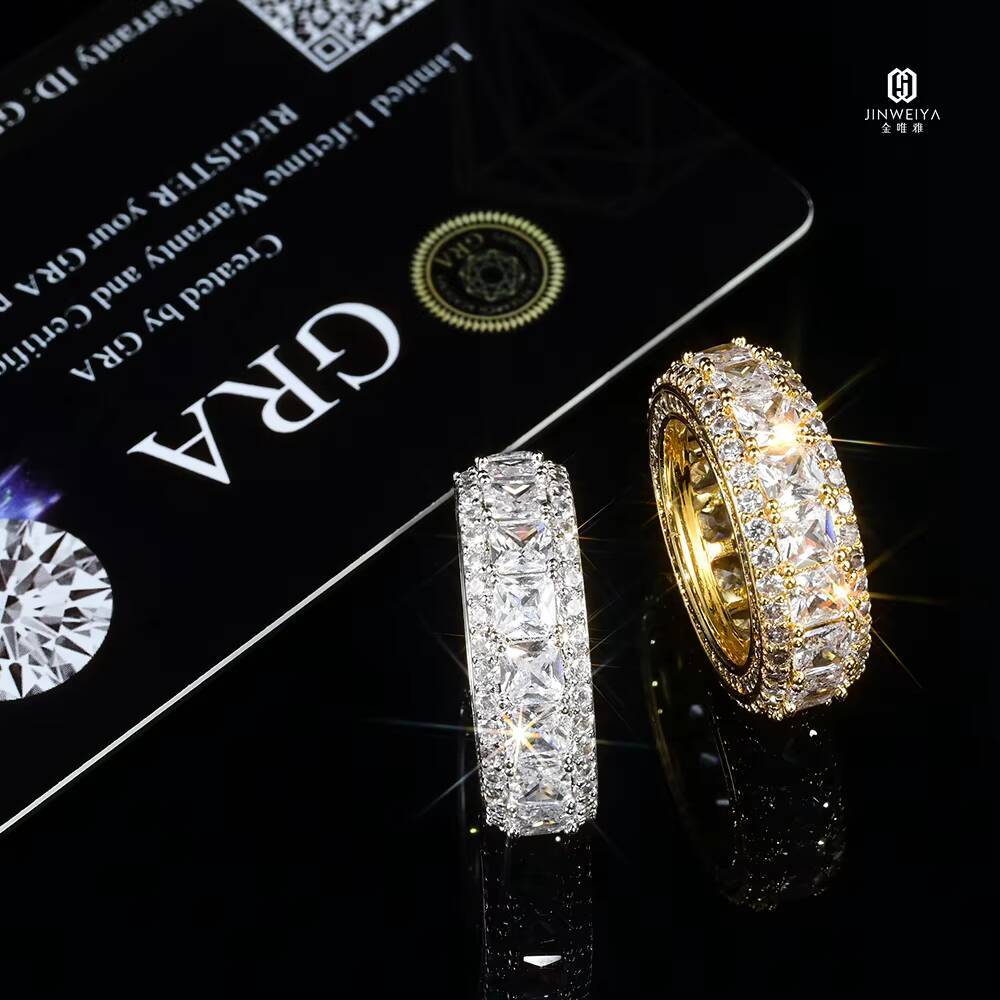 D Mosan 925 Sterling Silver VVS Diamond Wheel Ring Mens Hip Hop Eternity Cuban Fine Jewelry with Moissanite